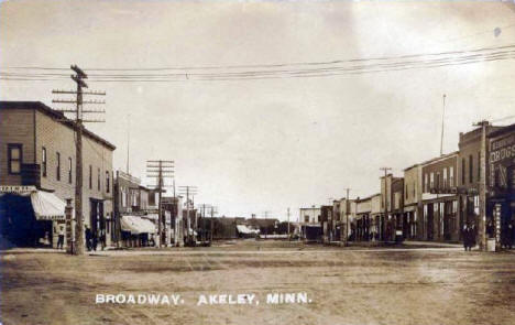 Broadway, Akeley Minnesota, 1910