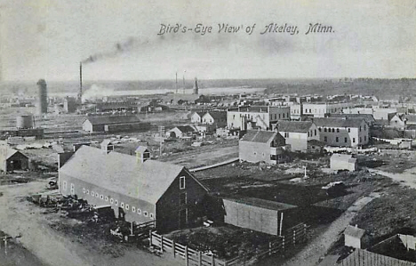 Birds eye view, Akeley Minnesota, 1910's