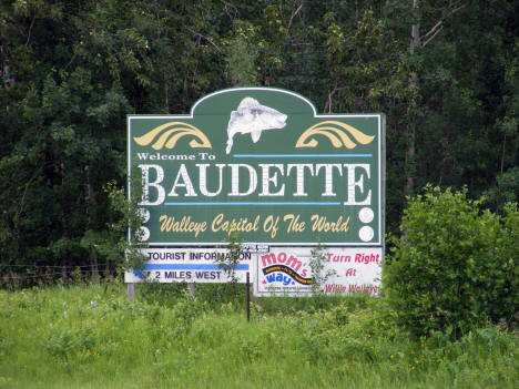 Welcome sign, Baudette Minnesota, 2009