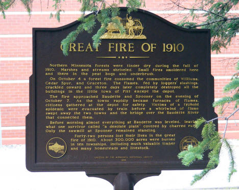 Great Fire of 1910 Historical Marker, Baudette Minnesota, 2009