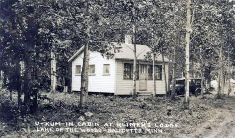 U-Kum-In Cabin at Klimer's Lodge, Baudette Minnesota, 1920's