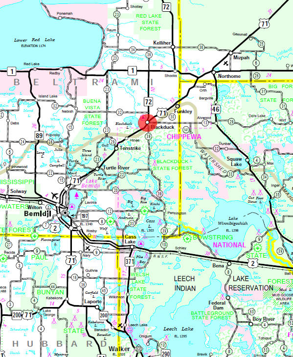 Minnesota State Highway Map of the Blackduck Minnesota area