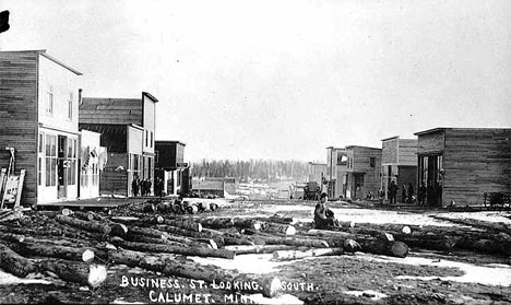 Street scene in Calumet Minnesota, 1909