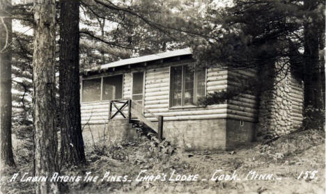 A Cabin Among the Pines, Chaps Lodge, Cook Minnesota, 1940's?
