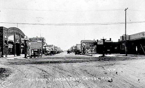 Main Street looking east, Crosby Minnesota, 1926
