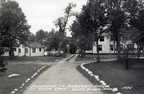 Entrance to Pinehurst Lodge on Deer Lake, Deer River Minnesota, 1940's