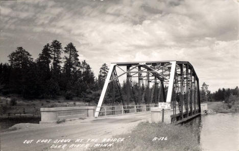 Cut Foot Sioux at the Bridge, Deer River Minnesota, 1930's?