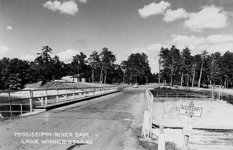 Mississippi River Dam on Lake Winnibigoshish near Deer River Minnesota, 1950's