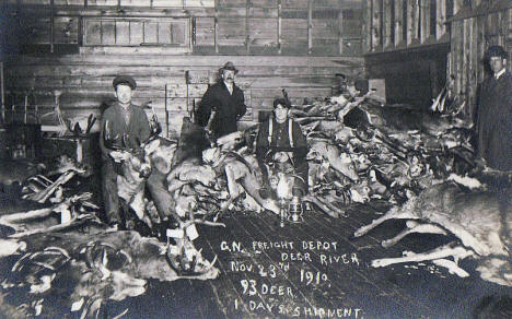 1 Days Deer Hunt at Great Northern Depot, Deer River Minnesota, 1910