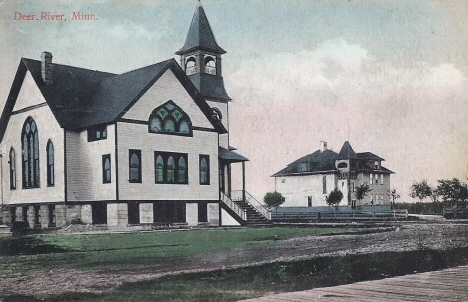 Church and School, Deer River Minnesota, 1910
