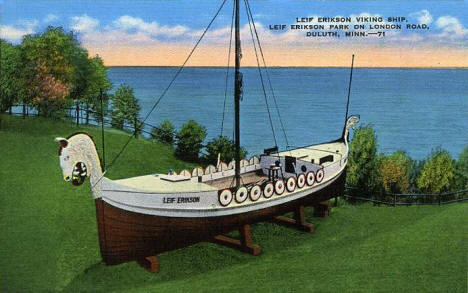 Leif Erikson Viking Ship, Leif Erikson Park on London Road, Duluth Minnesota, 1940's