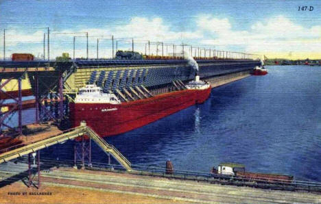 Loading Freighters At Ore Docks, Duluth Minnesota, 1949