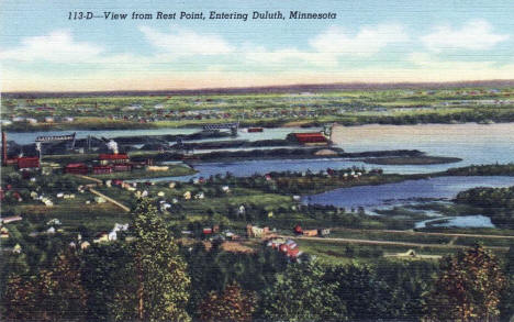 View from Rest Point, entering Duluth Minnesota, 1940