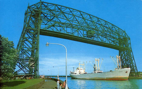 The freighter Himing from Skien, Norway, entering the Port of Duluth, 1960's?