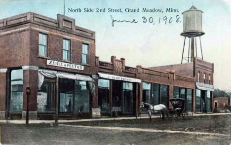 North side, Second Street, Grand Meadow Minnesota, 1908