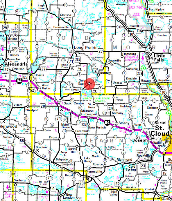 Minnesota State Highway Map of the Grey Eagle Minnesota area