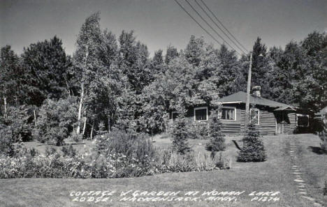 Cottage and Garden at Woman Lake Lodge, Hackensack Minnesota, 1940's