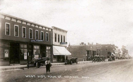 West side of Main Street, Ivanhoe Minnesota, 1921