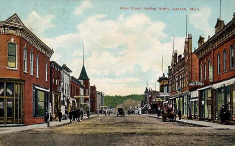 Main Street looking north, Jackson Minnesota, 1909