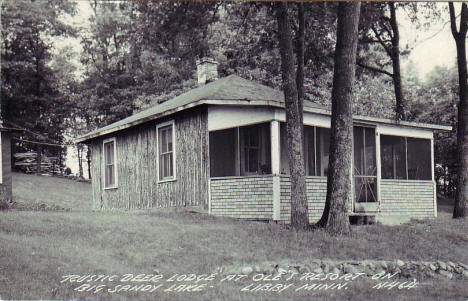 Rustic Deer Lodge at Ole's Resort on Big Sandy Lake, Libby Minnesota, 1948