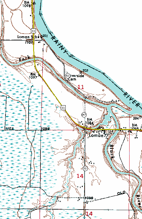 Topographic Map of the Loman Minnesota area