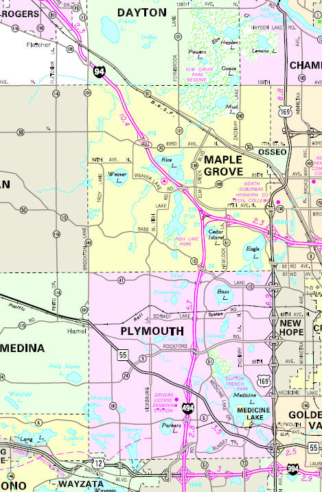 Minnesota State Highway Map of the Maple Grove Minnesota area