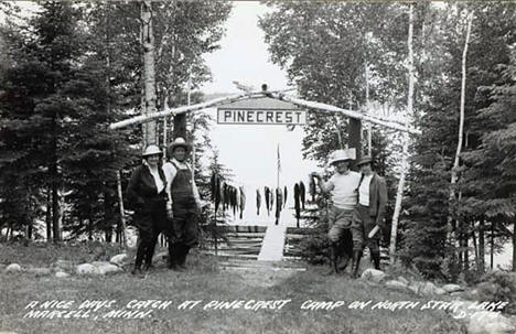 A nice day's catch at Pinecrest Camp on North Star Lake, Marcell Minnesota, 1930