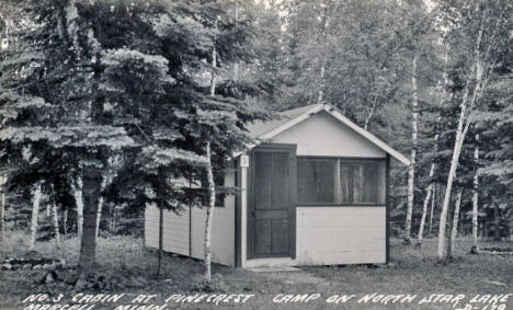 No. 3 Cabin at Pinecrest Camp on North Star Lake, Marcell Minnesota, 1930's