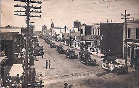 Parade down Main Street, McIntosh, Minnesota, 1915
