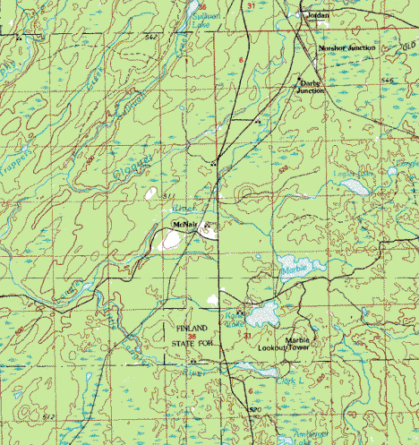 Topographic Map of the McNair Minnesota area