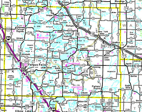 Minnesota State Highway Map of the Otter Tail County area