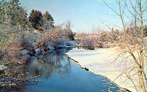 Winter on the Fish Hook River at Park Rapids Minnesota, 1965