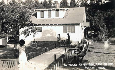 Shuffleboard at Lundeen's Resort, Pequot Lakes Minnesota, 1945