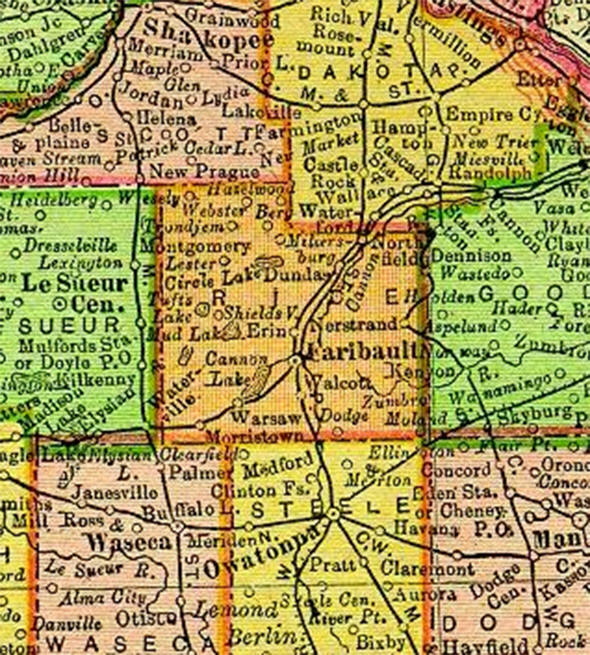 1895 Map of Rice County Minnesota
