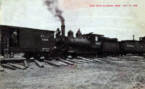 First Train in Roseau Minnesota, 1908