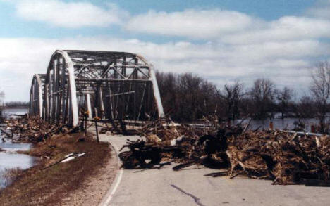 Red River Bridge near Shelly Minnesota after flood, 1997