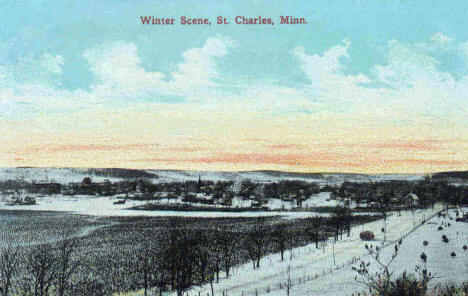 Winter scene, St. Charles Minnesota, 1910