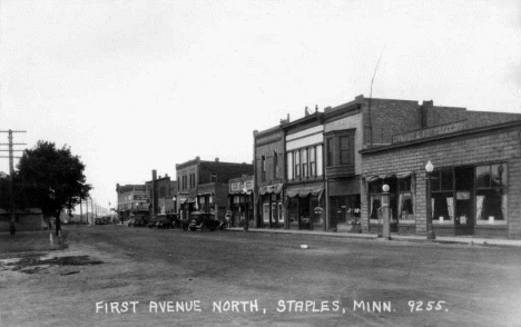 First Avenue North, Staples Minnesota, 1920's