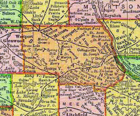 1895 Map of Stearns County Minnesota