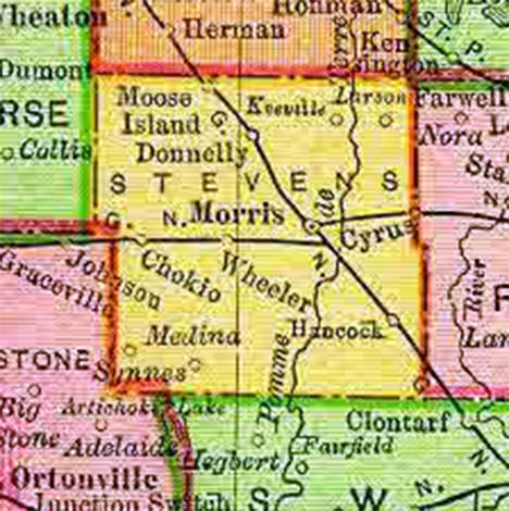 1895 Map of Stevens County Minnesota