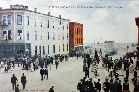 Street scene, Two Harbors Minnesota, 1910's