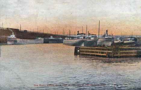 Ore boat at Two Harbors Minnesota, 1907