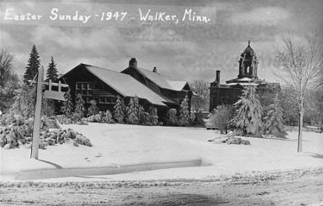 View of Walker Minnesota on Easter Sunday, 1947