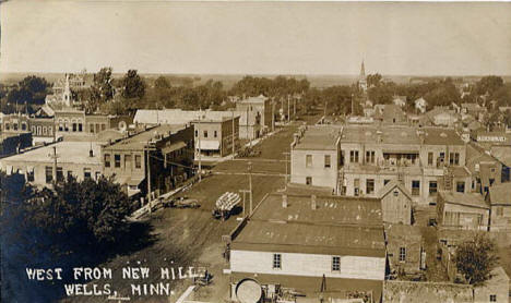 View looking west from the New Mill, Wells Minnesota, 1910