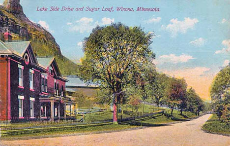 Lake Side Drive and Sugar Loaf, Winona Minnesota, 1910