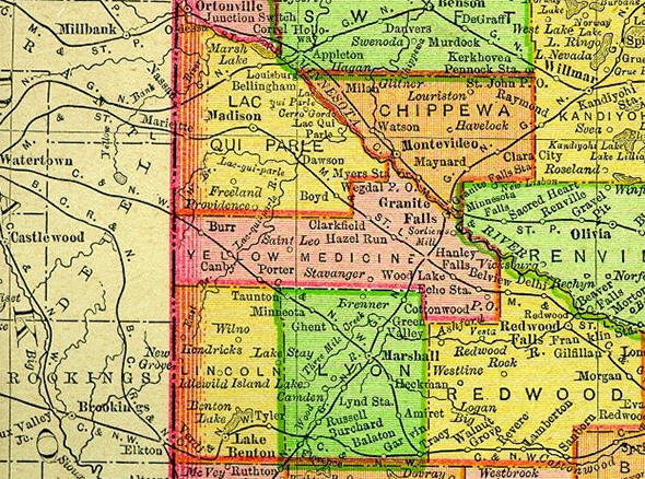 1895 Map of Yellow Medicine County