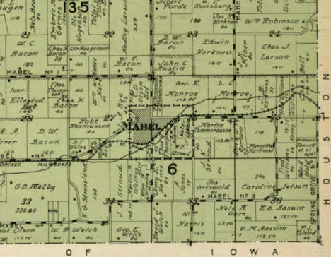 1915 Plat Book showing the Mabel Minnesota area