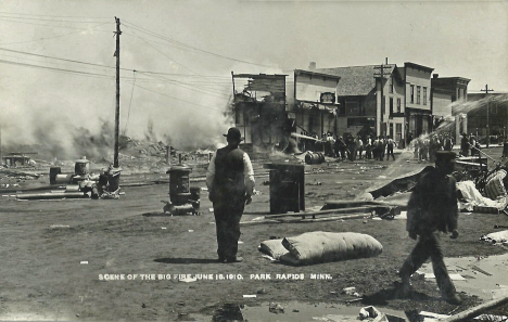 Scene of the big fire, June 18th 1910, Park Rapids Minnesota