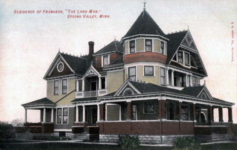 Residence of Frankson, "The Land Man", Spring Valley Minnesota, 1910's