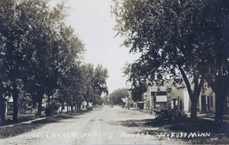 Gold Street (now Main Street) looking north, Wykoff Minnesota, 1914